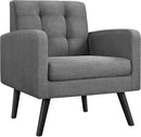 Yaheetech Modern Living Room Chair, Mid-Century Armchair Button Tufted Back and Wood Legs, Vintage Lounge Chair for Bedroom/Home Office/Study, Gray by CozyNest Decor