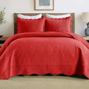 MarCielo 3-Piece Christmas Quilt 100% Cotton Oversized Bedspread Lightweight Coverlet Embroidery Christmas Tree Pattern Bedding Set (TC Red, Oversized King (118"x106")) by CozyNest Decor