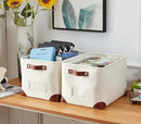 DECOMOMO White Storage Bins Fabric Storage Baskets for Shelves & Linen Closet Organization (Creamy White W/Label holder, Large - 3 Pack) by CozyNest Decor