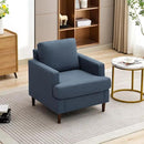 Mid-Century Accent Chair,Modern Linen Fabric Armchair for Living Room,Comfy Upholstered Reading Accent Chairs for Bedroom,Single Sofa Chair with Wood Legs (Blue Grey, 1 Pack) by CozyNest Decor