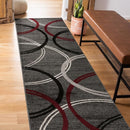Rugshop Modern Wavy Circles Design Runner Rug 2'7" x 6' Red by TinyTreasures Baby Boutique