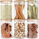 Urban Green Glass Jars with Airtight Lids, Airtight Canisters with Wood Lids, Glass Storage Containers with Bamboo Lid, Food Storage Containers Set (6 Pack of 27oz) by CozyNest Decor