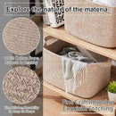 OIAHOMY Storage Basket, Woven Baskets for Storage, Cotton Rope Basket for toys,Towel Baskets for Bathroom - Pack of 3, Pure Brown by CozyNest Decor