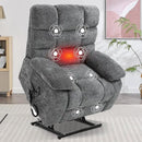 Power Lift Recliner Chair for Elderly People, Lay Flat Recliner with Vibration Massage and Lumbar Heating, Lift Chair with Infinite Position and 2 Remote Controls, Chenille Fabric Gray by CozyNest Decor