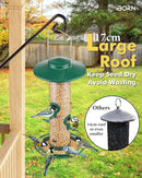 iBorn Bird Feeders for Outdoors, 2LB Metal Bird Feeders 17cm Large Roof &Tray, 4 Feeding Ports, Green Finish by CozyNest Decor