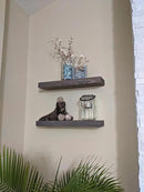 joelsantiques 18 Inch Wooden Floating Shelves for Wall - 18x6x2 in - Made of Natural Wood - Short Heavy Duty Rustic Wall Shelves for Bedroom - Perfect for Bathroom, Kitchen - Grey by CozyNest Decor