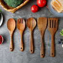 5 Piece Wooden Spoons for Cooking - Natural Finish Wooden Cooking Utensils - Soft Grip Wood Spoons - Non-Stick Wooden Spoons by CozyNest Decor