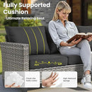 ovios 6 Pieces Patio Furniture Set with 54" Fire Pit Table, Outdoor Wicker Sofa with Comfy Cushions, All Weather High Back Rattan Couch Conversation Set, Black by GreenHaven Gardens