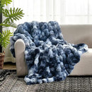 Cozy Bliss Faux Fur Throw Blanket for Couch, Fuzzy Soft Plush Thick Bubble Blanket for Sofa Bedroom Living Room, 60 * 80 Inches Tie-dye Blue by CozyNest Decor