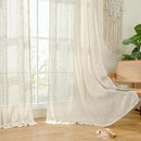 LAMIT 38 Inch Width Semi Sheer Linen Curtains 2 Panels, Cream Ivory Light Filtering Panels Bronze Grommet Boho Neutral Drapes for Living Room/Bedroom/Farmhouse, 38 x 84 Inch by CozyNest Decor