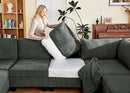 Nolany Modular Sectional Couch with Storage Ottoman, Corduroy Sleeper Sectional Sofa with Chaise, Sectional Couches for Living Room, Green by CozyNest Decor