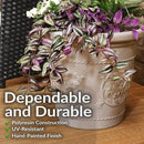 Sunnydaze 19.5-Inch Arabella Large Plant Pot - Polyresin Round Outdoor Planter with Drillable Drainage Holes - 2 Pack - Beige by CozyNest Decor