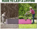 9-in-1 Galvanized Steel Raised Garden Bed // 8×2×1.5 ft Modular Planter for Gardening, Vegetables, Flowers // 18" Tall Metal Raised Garden Beds Outdoor (Pink) // Patented Design Planter Box by GreenHaven Gardens