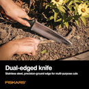 Fiskars Hori Hori Garden Knife with Sheath, Multi-Purpose Heavy Duty Gardening Hand Tool for Weeding, Planting, Digging with Hanging Hole by GreenHaven Gardens