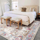 Washable 10'x14' Area Rug Vintage Traditional Distressed Indoor Foldable Thin Retro Accent Floral Non Slip Carpet Living Room Dining Room Office by TinyTreasures Baby Boutique