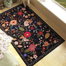 3x5 Area Rug, Floral Black Washable Rug for Entryway, Non Slip Flower Area Rugs, Soft Low Pile Indoor Doormat Small Carpet, Rugs for Living Room Bathroom Bedroom Nursery Kitchen Dining Room by TinyTreasures Baby Boutique