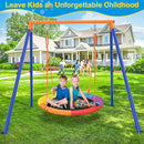 GIKPAL Saucer Swing with Stand for Kids Outdoor, 440lbs Swing Set with Heavy-Duty Metal Frame and Adjustable Ropes, Safe Waterproof Round Playset for Backyard Playground Park, Rainbow Color by TinyTreasures Baby Boutique