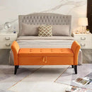 Furniliving 51 Inch Storage Bench for Living Room, Upholstered Bench Ottoman with Velvet Fabric, Modern Entryway Bench with Woodern Legs for Bedroom, Living Room, Shoe Storage & Seating, Orange by CozyNest Decor