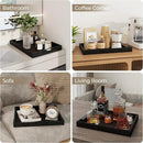 Axeman Wooden Serving Tray with Metal Handles|Ottoman Tray for Breakfast, Bed, Couch|17x13in Ash Wood Coffee Table Trays|Food Drinks Decorative Storage Boards for Ottoman Kitchen, Black by CozyNest Decor