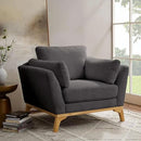 Large-Sized Accent Chair, Thick Cushion Bedroom Reading Chair, Comfortable Living Room Single Sofa， Boucle Dark Gray by CozyNest Decor