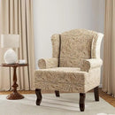 Accent Chair, High Back Upholstered Armchair with High Resilience Sponge & Wood Legs, Mid-Century Modern Comfy Single Sofa Reading Chairs for Living Room, Bedroom (Floral Light Brown, Set of 1) by CozyNest Decor