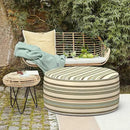 LVTXIII Outdoor Inflatable Ottoman, Fade-Resistant Round Footrest Stool D31”x H14”, Portable Patio Pouf for Garden Camping or Home Use, Stripe Onyx by CozyNest Decor
