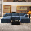 118" U Shaped Modern Sofa Modular Sectional Cloud Couch with 2 Ottoman,Upholstered Couches with Plush Corduroy Fabric for Living Room Furniture,Bedroom and Apartment,No Assembly Required,Blue by CozyNest Decor