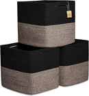 NaturalCozy 13x15x13 Kallax Storage Cubes Bins, 3 Pack | Cotton Rope Cube Storage Bin Woven Baskets for Organizing | Kallax Insert Storage Baskets for Shelves Organizer, Kids Toy, Closet Baby Nursery by TinyTreasures Baby Boutique