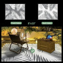 GENIMO Outdoor Rug 8' x 10' Waterproof for Patios Clearance, Reversible Outdoor Plastic Straw Camping Rug Carpet with LED String Light, Area Rugs Mats for RV, Camper, Deck, Balcony, Porch, Grey&White by CozyNest Decor