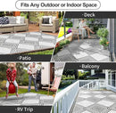 Waterproof Outdoor Rug 8x10ft, Foldable Reversible Plastic Straw Mat for Patio RV Deck Porch Backyard Balcony Camping Picnic Beach Indoor Outdoor Carpet, Black&White by CozyNest Decor