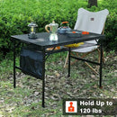 Folding Grill Table, 3x2 FT Portable Camping Table, Height Adjustable Metal Tables with Mesh Desktop and Mesh Bag, Outdoor Furniture for Camping, Picnic, Beach and BBQ, Black by GreenHaven Gardens