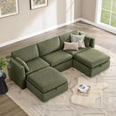 CHITA Oversized Modular Cloud Sectional Fabric Sofa Set, FSC Certified U Shaped Couch Reversible Chaise Modular Sectional,112 inch Width,5 Seat Modular Sofa Includes 2 Storage Ottomans, Moss Green by CozyNest Decor