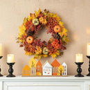 Glitzhome 24 inch Artificial Fall Wreath Decor, Autumn Maple Leaf Wreath for Front Door with Dahlia Pumpkin, Leaf and Berry Wreaths for Autumn Harvest Thanksgiving Halloween Decor by CozyNest Decor