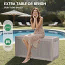 100 Gallon Storage Box, Waterproof Resin Deck Box with Hydraulic Piston Design, Lockable Storage Bench for Package Delivery, Storage Bin for Patio Cushions, Garden Tools, Grey by GreenHaven Gardens