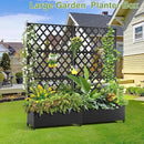 Metal Planter Trellis Box with Wheels & Drain Plug Outdoor Raised Garden Bed Patio Privacy Screen with Planter for Climbing Plants, Vegetables 73"x35"x16" Black-Diamond by GreenHaven Gardens