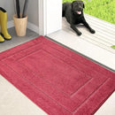 PURRUGS Dirt Trapping Door Mat 20" x 31.5", Non-Slip/Skid Machine Washable Entryway Rug, Dog Doormat, Super Absorbent Welcome Mat for Muddy Wet Shoes and Paws, Burgundy Red by CozyNest Decor