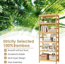 FOTOSOK 6-Tier Bamboo Shelf Set of 2, Bamboo Bookcase with Adjustable Shelves, Free Standing Storage Shelf Unit and Plant Flower Stand, Tall Large Bookshelf for Kitchen, Bathroom, Home Office, Natural by CozyNest Decor