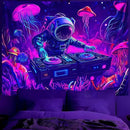 BVBOX Astronaut Space Blacklight Tapestry 79"x59", UV Reactive DJ Astronaut Jellyfish Universe Galaxy Planet Glow in Dark Music Tapestries, Black Light Neon Upright Poster Wall Hanging Backdrop Decor for Bedroom Living Room by CozyNest Decor