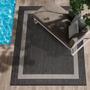 CAMILSON Outdoor Rug 8x10,Modern Outside Rugs for Patios Porches Waterproof Durable Washable Non-Shedding, Easy-to-Clean Indoor Outdoor Area Carpet (8 x 10, Bordered - Dark Gray/Light Gray) by GreenHaven Gardens