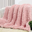 Carriediosa Chunky Knit Throw Blanket 60" X 80" Twin, 100% Hand Made Large Chenille Loop Yarn Soft Fluffy Throws for Couch Sofa Bed, Big Crochet Cozy Heavy Thick Cable Woven Blankets, Dusty Pink by CozyNest Decor