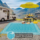 Pauwer Waterproof Outdoor Rug 6x9, Reversible Plastic Straw Patio Camping Rug, Indoor Outdoor RV Mat Carpet for Deck, Camper, Porch, Balcony, Backyard, Picnic, Bordered Teal by GreenHaven Gardens