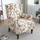 Lumibee Wingback Accent Chair,High Back Floral Armchairs in Fabric,Comfy Upholstered Reading Single Sofa Chair with Solid Wood Legs for Living Room,Bedroom,Office-Floral Beige by CozyNest Decor