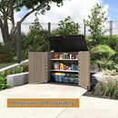 HOMSPARK Storage Shed Weather Resistance, Multi-Purpose Outdoor Storage Cabinet for Backyards and Patios, Horizontal Storage Shed for Lawnmower, Patio Accessories (Coffee, Large - 26 cu.ft) by GreenHaven Gardens