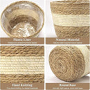 Athaliah Plant Basket, 3 PCS Plant Baskets Indoor with Plastic Liner, Water Hyacinth and Corn Stalk Woven Planters Flower Basket, Planter Basket for Rustic Home Floor Potted Pots Decor by CozyNest Decor