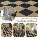 Lahome Checkered Easy Jute 3x5 Outdoor Patio Rug, Washable Rugs for Entryway Diamond Indoor Outdoor Living Room Carpet, Farmhouse Neutral Non Slip Black Door Carpet for Backyard Bedroom by CozyNest Decor