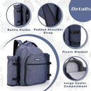 Apollo Walker Picnic Backpack Bag for 2 Person with Cooler Compartment, Detachable Bottle/Wine Holder, Fleece Blanket, Plates and Cutlery Set (2 Person, Navy) by GreenHaven Gardens