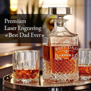 Luxury Gift For Men - Best Dad Ever - Unique Engraved Whiskey Decanter Set For Beloved Dad Christmas or Birthday Gift – 4 Whiskey Glasses And Decanter Set Is a Great Gift Idea for Whisky, Bourbon by CozyNest Decor
