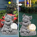 Garden Outdoor Dragon Statue Holding Solar Magic Orb LED Light Resin Adorable Baby Dragon Figurines for Patio Balcony Yard Lawn Garden Unique Housewarming Gift for Mom Grandma by GreenHaven Gardens
