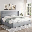 Allewie King Size Lift Up Storage Bed, Modern Wingback Headboard, Hydraulic Support, No Box Spring Needed, Light Grey by CozyNest Decor
