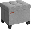 SONGMICS Storage Ottoman, Small Ottoman Foot Rest with Legs, 12.6 x 15.8 x 13.2 Inches Foot Stool, Load up to 660 lb, for Living Room, Bedroom, Dorm, Dove Gray ULSF012G02 by CozyNest Decor